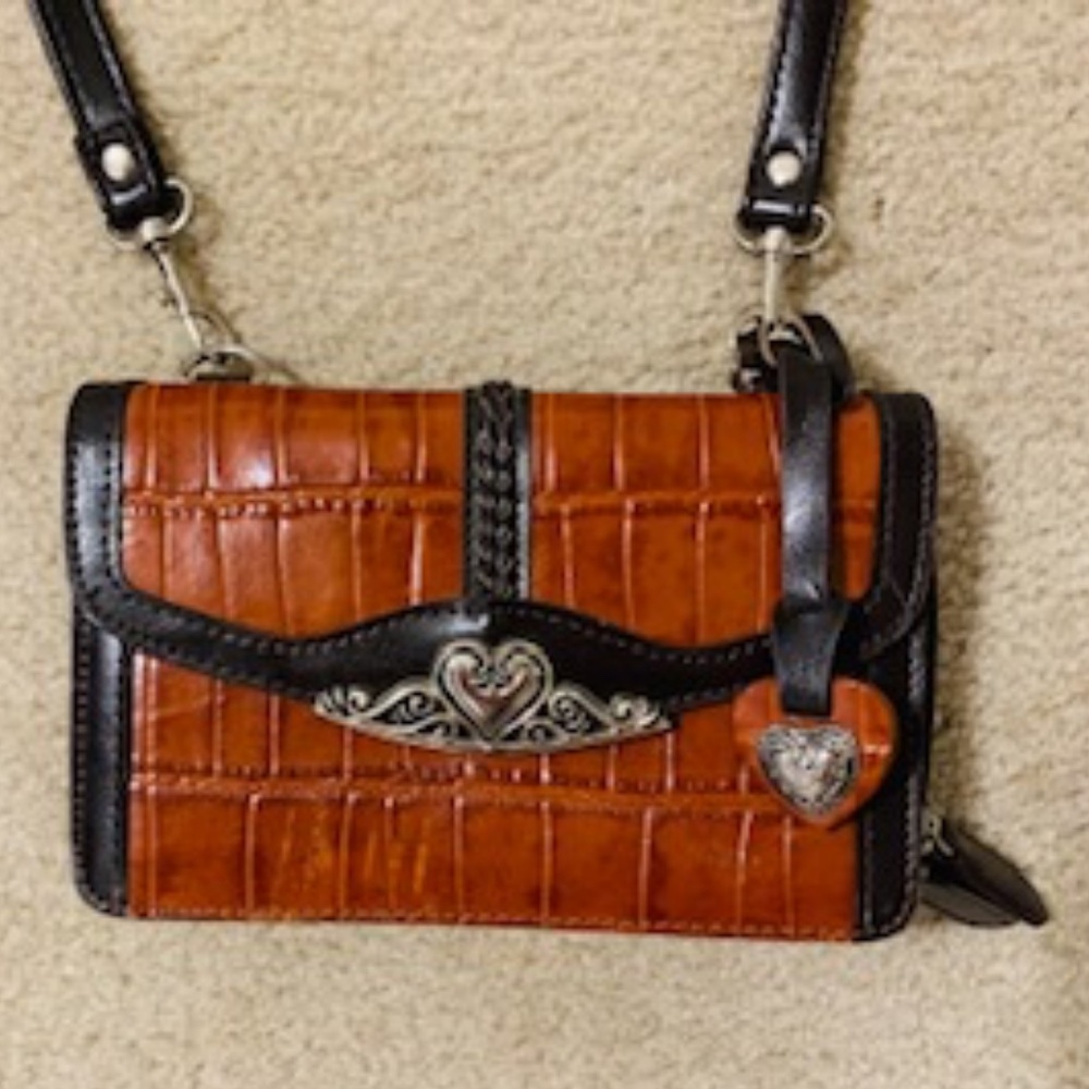 Brighton Light Brown Croc Embossed Structured Purse Organizer Leather